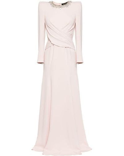 Jenny Packham Plaza Crystal-embellished Gathered Maxi Dress - Pink