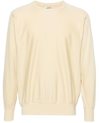 AURALEE Crew-neck Cotton Sweatshirt - Natural