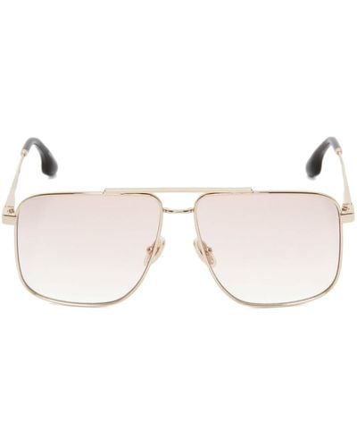 Victoria Beckham Double-bridge Pilot-frame Sunglasses - Natural
