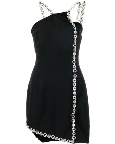 Philipp Plein Asymmetric Chain-link Trimmed Dress - Black