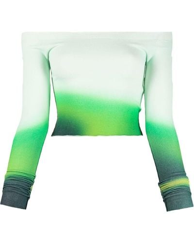 Off-White c/o Virgil Abloh Off-shoulder Gradient Style Top - Green