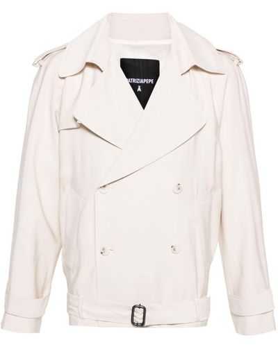 Patrizia Pepe Belted Textured Trench Jacket - Natural