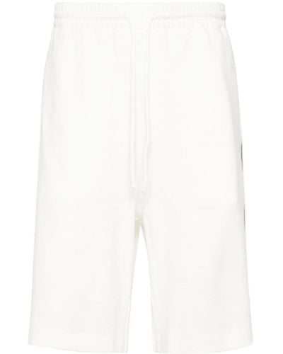 Gucci Gerade geschnittene Shorts aus Baumwoll-Piqué mit Kordelzugbund und Webband - Weiß