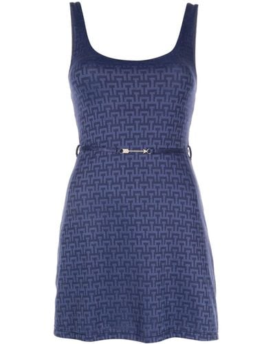 The Upside Kleid aus Monogramm-Jacquard mit Gürtel - Blau