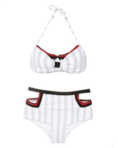 Amir Slama Crochet-trim Striped Bikini Set - White