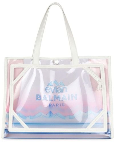 Balmain X Evian mittelgroße B-Army Shopper Tasche - Weiß