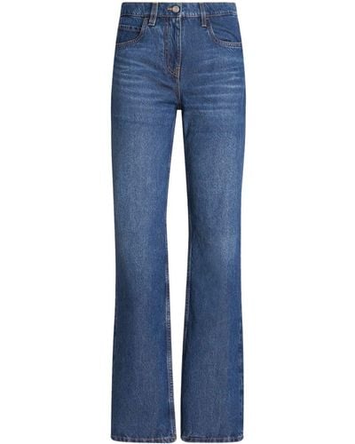 Etro Floral-embroidered High-waist Jeans - Blue