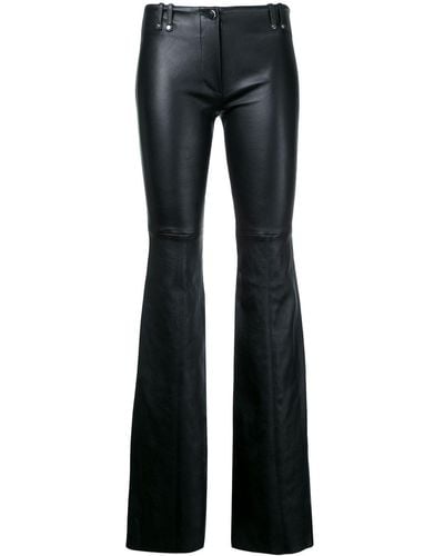 Plein Sud Flared Leather Trousers - Black
