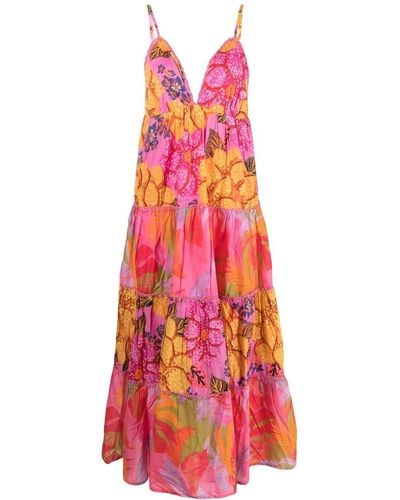 FARM Rio Midi-jurk Met Bloemenprint - Wit