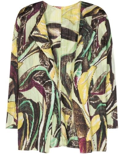 Pleats Please Issey Miyake Printed Short Cardigan - Green