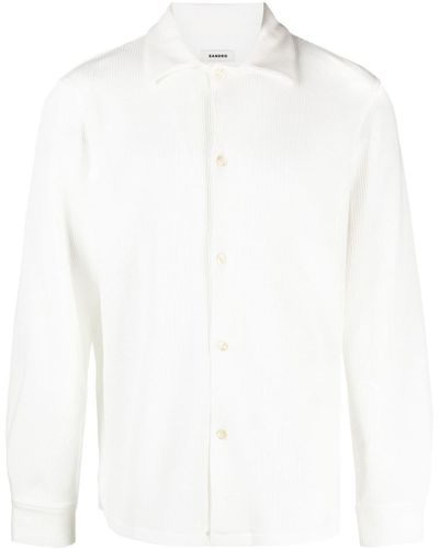 Sandro Waffle-effect Long-sleeve Shirt - White
