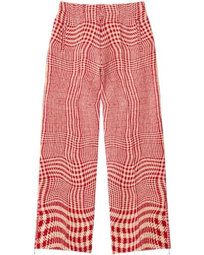Burberry Pantalones de chándal con motivo pied de poule - Rojo