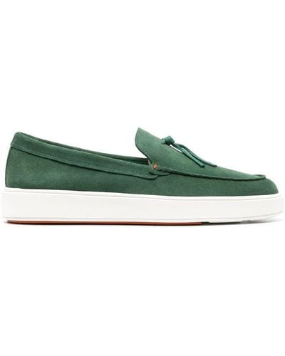 Santoni Bergen Almond-toe Boat Shoes - Green
