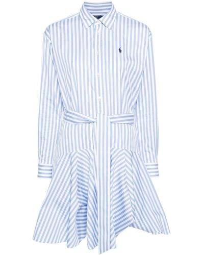 Polo Ralph Lauren Embroidered-logo Shirt Dress - Blue