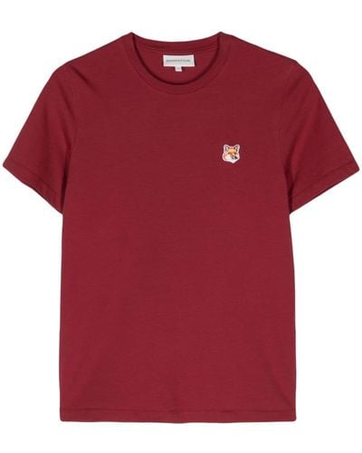 Maison Kitsuné T-shirt Met Logopatch - Rood