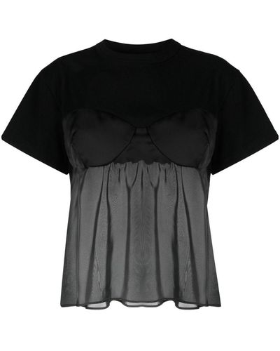 Sacai T-shirt semi trasparente - Nero