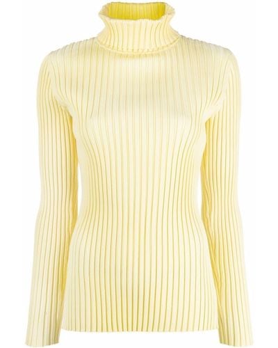 Tory Burch Ribbed-knit Roll-neck Sweater - Yellow