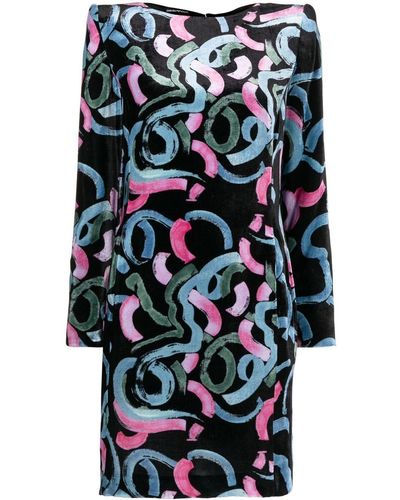 Emporio Armani Abstract-pattern Print Mini Dress - Black