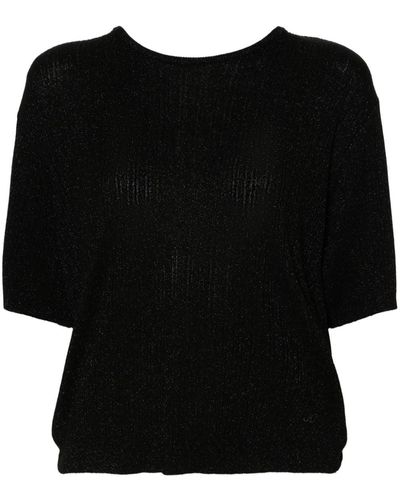 Jacob Cohen Twisted Ribbed-knit T-shirt - Black