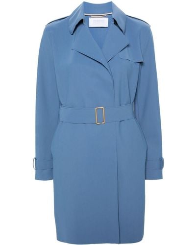 Harris Wharf London Belted Trench Coat - Blue