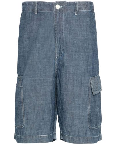 Universal Works Chambray Cotton Cargo Shorts - Blue