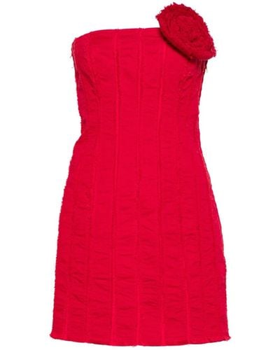 Blumarine Strapless Denim Mini Dress - Red
