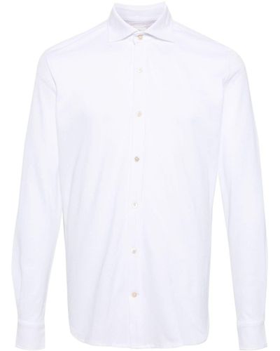 Eleventy Chemise en coton à col pointu - Blanc