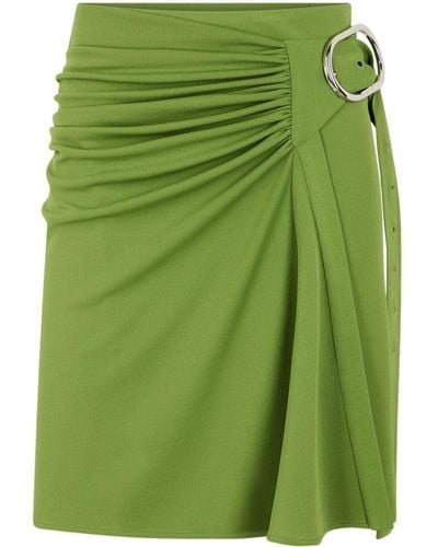 Rabanne Draped Crepe Wrap Skirt - Green