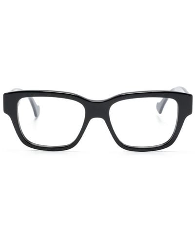 Gucci Eckige Brille mit Logo-Gravur - Schwarz