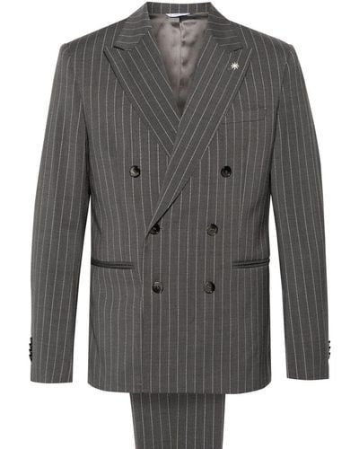 Manuel Ritz Pinstriped Double-breasted Suit - Grey