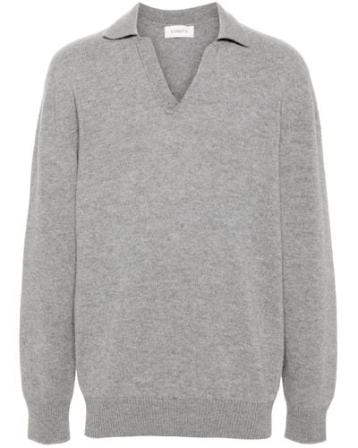 Laneus Knitted Polo Jumper - Grey