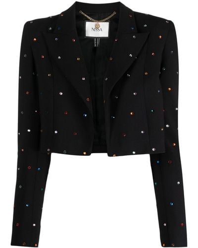 Nissa Crystal-embellished Cropped Jacket - Black