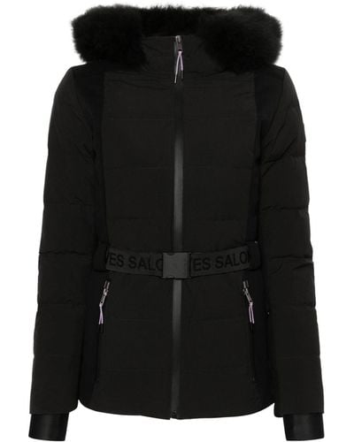 Yves Salomon カラーブロック パデッドジャケット - ブラック