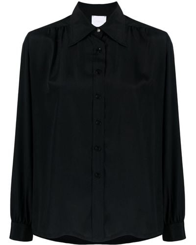 ..,merci Classic-collar Long-sleeve Shirt - Black