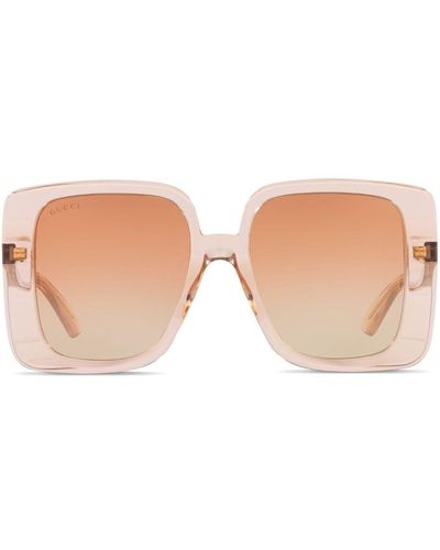 Gucci Eckige Sonnenbrille im Oversized-Look - Weiß