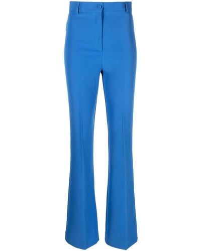 Hebe Studio Pantalon de tailleur Georgia à coupe évasée - Bleu