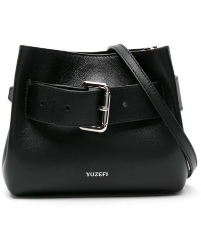 Yuzefi Shroom Leather Crossbody Bag - Black