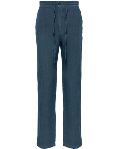 120% Lino Straight-leg Linen Pants - Blue