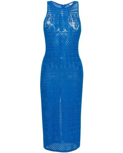 Patrizia Pepe Crochet-knit Calf-length Dress - Blue