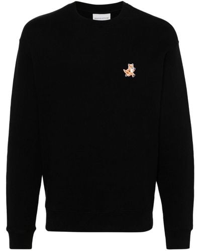 Maison Kitsuné Speedy Fox-patch Cotton Sweatshirt - Black