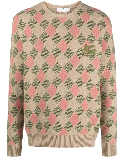 Etro Diamond-pattern Wool Sweater - Natural