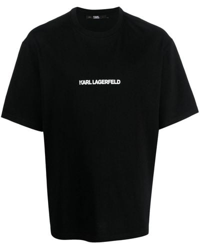 Karl Lagerfeld Ikonik Outline Organic-cotton T-shirt - Black