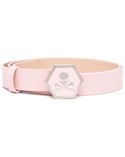 Philipp Plein Skull-motif Leather Belt - Pink
