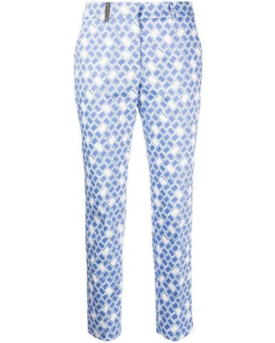 Peserico Geometric-print Slim Pants - Blue