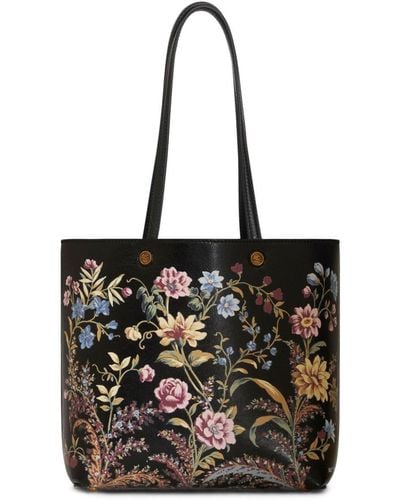 Etro Grand sac cabas Essential à fleurs - Noir