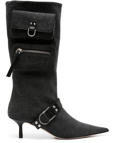 Blumarine Boots en cuir à poches plaquées - Noir
