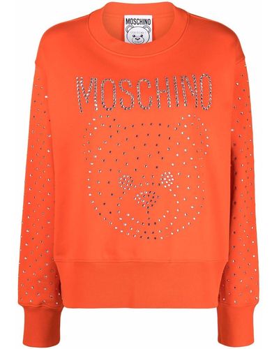 Moschino ラインストーンロゴ スウェットシャツ - オレンジ