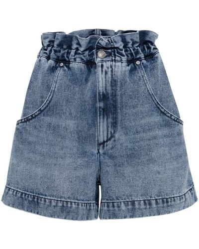 Isabel Marant Short Titea en jean à taille haute - Bleu