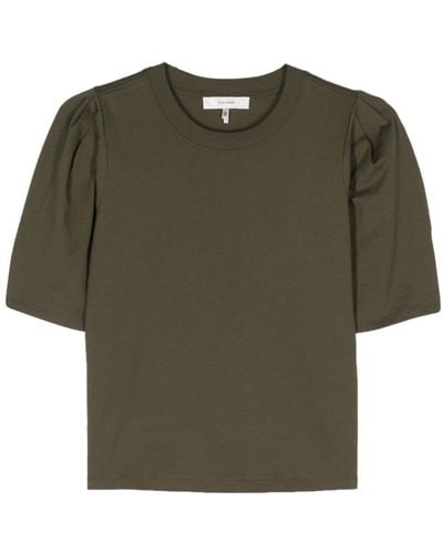 FRAME Pleat-detail Cotton T-shirt - Green