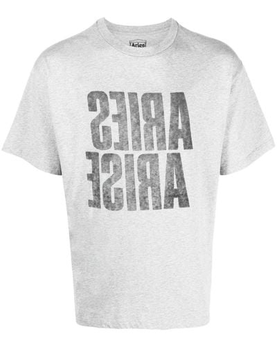 Aries T-shirt Met Logoprint - Wit
